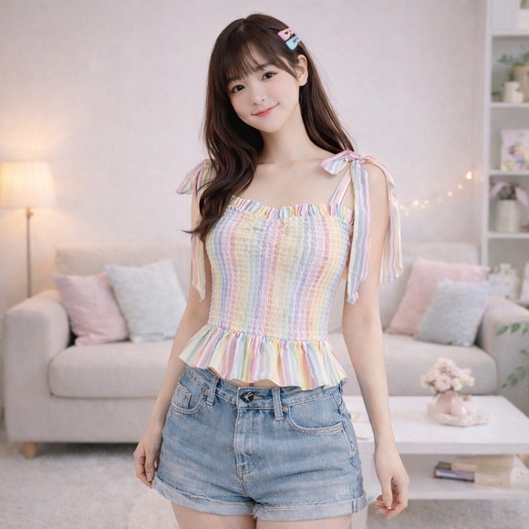 Anthropologie Tops - Anthropologie Yumi Kim Rainbow Smocked Fairy Tank XXS Y2K Festival Cottagecore